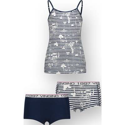 Vingino Girls G-so26-5 Stripe Singlet Set Underwear Set Dark Blue Maat: L | Sokken Outlet | Unisex | Wit