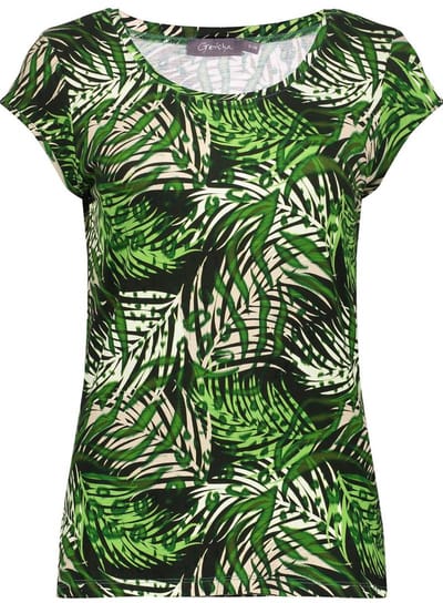 Geisha T-shirt Kate T Shirt Met Patroon 52446 60 000530 Green/off-white Dames Maat - XXL