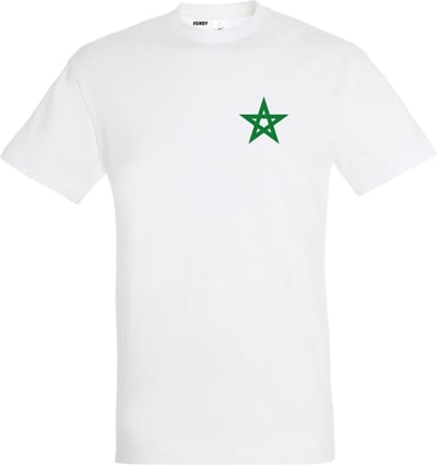 T-shirt Ster Marokko Klein | Rood Marokko Shirt | WK 2026 Voetbal | Morocco Supporter | Africa Cup | Wit | maat XS