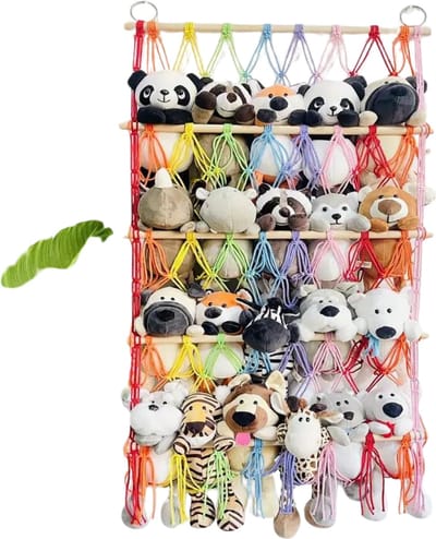 Nivard Knuffel Net - Hangmat - Speelgoed - Opbergsysteem - Hangmat Voor Knuffels - Organizer - Gemengde Kleuren - Vier Lagen