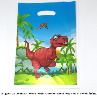 10x Uitdeelzakjes 16.5 x 25 cm T-Rex - Dino - Cellofaan Plastic Traktatie Kado Zakjes - Snoepzakjes - Koekzakjes - Koekje - Dinosaur - Dinosaurier