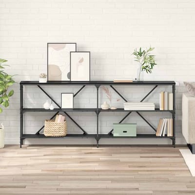 vidaXL - Wandtafel - Zwart - Eiken - 180 - x - 30 - x - 75 - cm - Bewerkt - hout