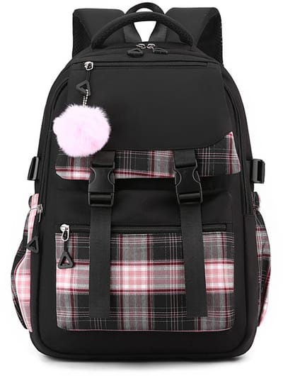 YAGXIG Studentenrugzak voor buiten, zwart - Rugzakken - Kinderrugzakken - Waterdicht - Laptoprugzak - 17 inch - Casual rugzak - Perfect voor school en universiteit - Geschikt voor meisjes/tieners