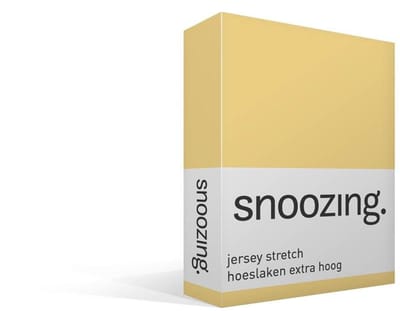 Snoozing Jersey Stretch - Hoeslaken - Extra Hoog - Tweepersoons - 120/130x200/220 cm - Geel