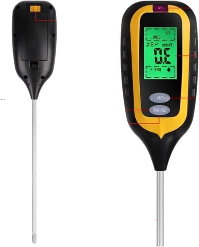 Bodemmeter 6-in-1 - Bodemtester Vruchtbaarheid - Planten Verzorgen - Multifunctionele Sonde - 10 cm Sonde - Zwart
