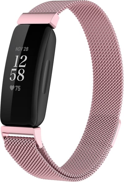By Qubix - Compatible Fitbit bandje - Geschikt voor Fitbit Inspire 2 & Ace 3 Milanese bandje - Maat: Large - Rosé Goud Smartwatchbandje bandje Armband Polsband Strap Band Watchband