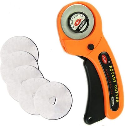 Professionele Rotary Cutter - Rolmes voor Stof & Textiel - Stofschaar - Snijmes voor het Naaien - 5 Rolmessen - ø45 mm