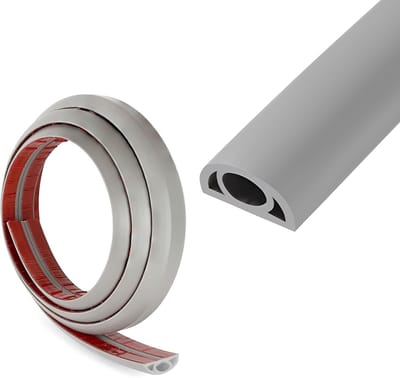 Kabelgoot, zelfklevend, kabelgoot, 20 mm (B) x 10 mm (H) x 3 meter lengte, kabelbrug voor stroomkabel in het huishouden, kabelbescherming, kabelafdekking, grijs
