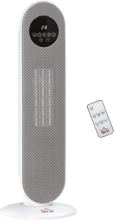 Keramische kachel 2000W - Elektrische verwarming met afstandsbediening - 45° oscillatie - 12h timer - Wit