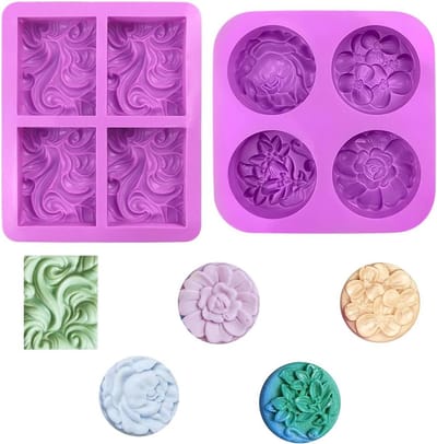 Silicone zeepmal 4 compartimenten - flexibele en niet-plaklaag - ideaal voor zelfgemaakte zeep en desserts - ShopVlot