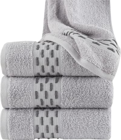 Homéé® Handdoeken golf jacquard 550g. m² 50x100cm 100% katoen badstof set van 4 stuks grijs