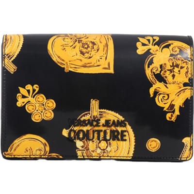 Versace Jeans Couture Gouden Patroon Print Verstelbare Schouderband Polyurethaan Schoudertas Crossbody Tas Dames tassen Zwart E1VVBBU9-71494-M27 Basic Set (Bag+Dust Bag) yellow