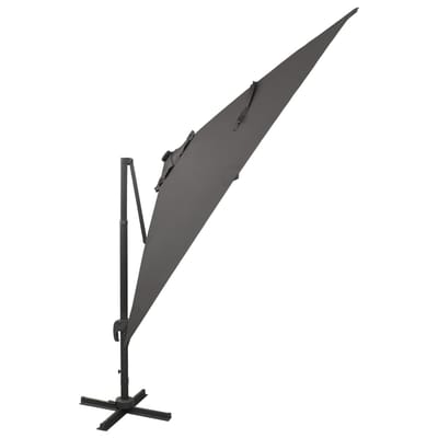 vidaXL - Zweefparasol - met - paal - en - LED-verlichting - 300 - cm - antracietkleur