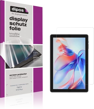 dipos – 2x Beschermfolie geschikt voor Digma K10 Plus | Krasbestendige & heldere Screenprotector Ultra-Thin
