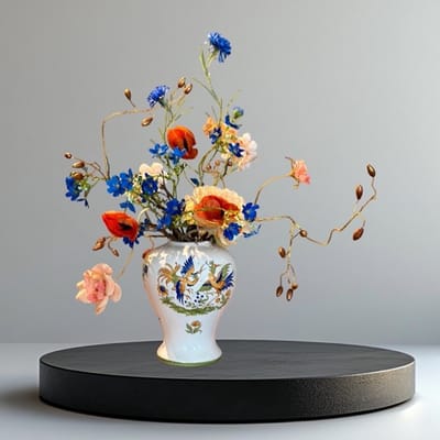 Seta Fiori - Brocante - bloemen vaas - met kunstbloemen - 55cm hoog