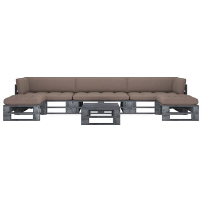 vidaXL - 6-delige - Loungeset - pallet - met - kussens - grijs - geïmpregneerd - hout