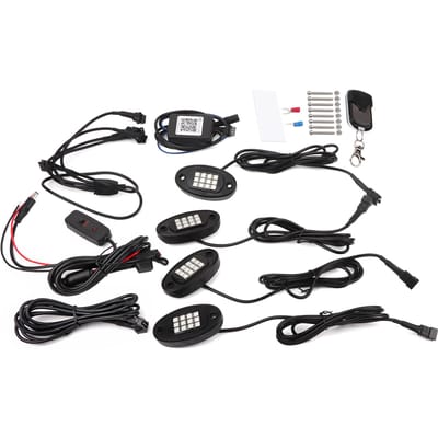 LED Rock Light Kits 4 Pods voor Truck UTV ATV met Dimschakelaar black