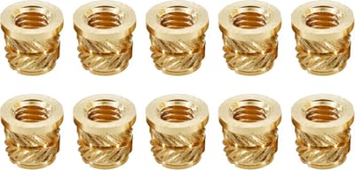 M4xL4xBoorgat5.5mm Messing Insert Persmoeren - Inzetstukken met Schroefdraad en Persflens 10 stuks