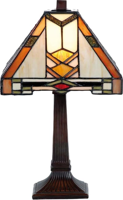 Lumilamp Tiffany Tafellamp 22x22x38 cm Beige Geel Glas