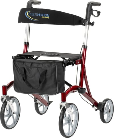 Multimotion Cruiser Lichtgewicht Design Rollator - Rood - Grote Wielen