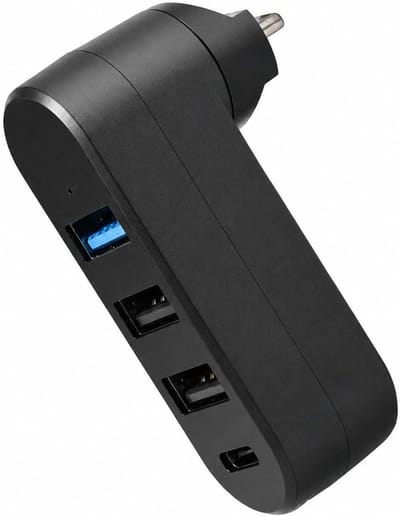 USB Hub - Poorten Verdeler - Data Overzetten - Draaibare Stekker - 4 Poorten - Zwart