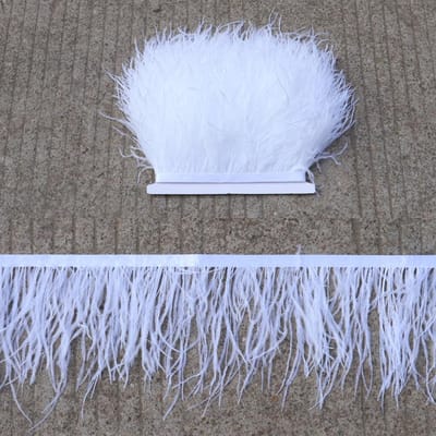 1 meter 8-10cm Echte Struisvogelveer Rand Kantlint Lange Struisvogelveer Randen Franje voor Kleding Naaibenodigdheden 8-10CM 1M
