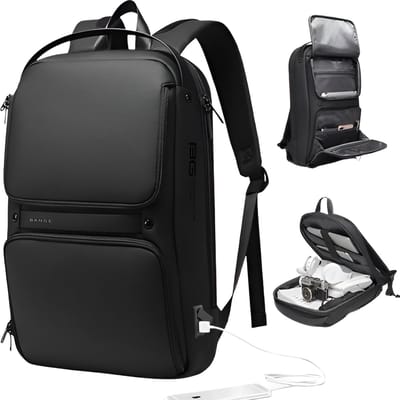 CarryQuest® - Multi-laags Ruimte Zakenrugzak - USB Oplaadfunctie + Laptopcompartiment tot 15,6 inch - Comfortabele Schouderbanden - Zwart
