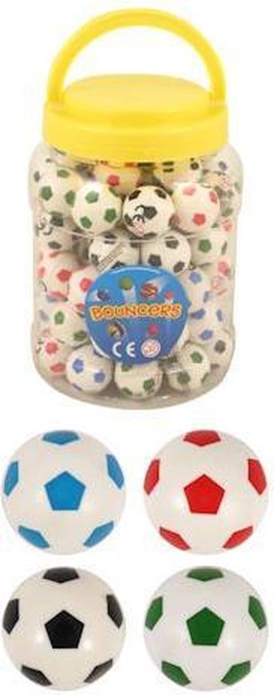 72 Stuks - Voetbal Stuiterballen Ø3.5 Cm in Pot - Uitdeelcadeautjes - Stuiterbal - Uitdeel - Traktatie voor kinderen - Jongens