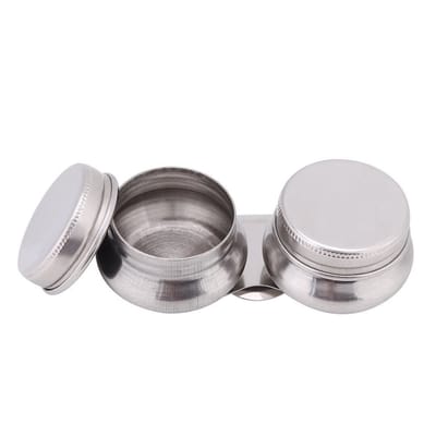 Dailygoods- Oliepallet Duurzaam Roestvrij Staal - Dubbele Troffel - Container voor Terpentijn - Hoogte 3 cm - Diameter Deksel 4 cm - Lichtgewicht 73 g - Verfcontainer