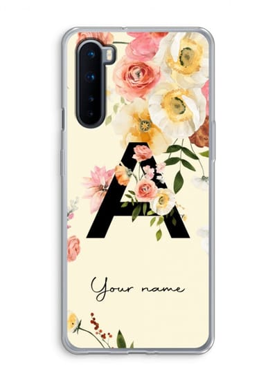 Gepersonaliseerd - Case Company® - Hoesje geschikt voor OnePlus Nord hoesje - Flirty Flowers Monogram - Soft Cover Telefoonhoesje - Bescherming aan alle Kanten en Schermrand