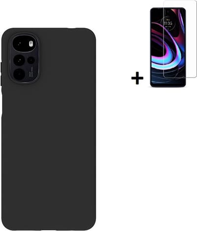 MoDo hoesje Geschikt voor Motorola Moto G22 - Siliconen Back Cover - Zwart met screenprotector