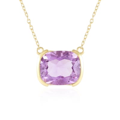 Cavill - Zilveren Halsketting - 925 Sterling Zilver Verguld - 3,6 Karaat Lavendel Amethist - Antiek Geslepen Edelsteen 12x14 mm - Dames Elegant