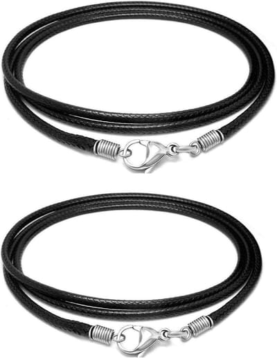 Handgemaakte leren hondenhalsbanden, casual leren ketting voor hanger, 925 sterling zilver, duurzaam en stijlvol