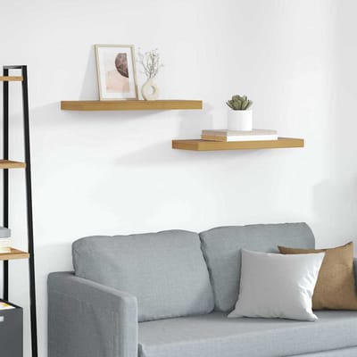 vidaXL - Wandplank - 2 - st - Beige - 60 - x - 23,5 - x - 3,8 - cm - Bewerkt - hout