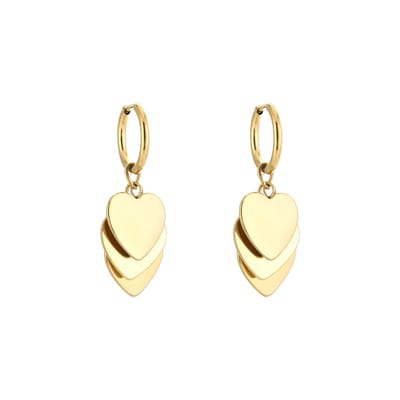 Oorbellen 3 Hartjes - Stainless Steel - Goudkleurig - Verkleurt niet - Cadeau oorbellen
