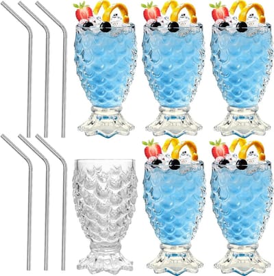 Unieke Cocktailglazen voor Pina Colada, Set van 6 Tiki Ananas Glazen, Perfect voor Feesten, Thuisgebruik en Bars, 210ml Capaciteit