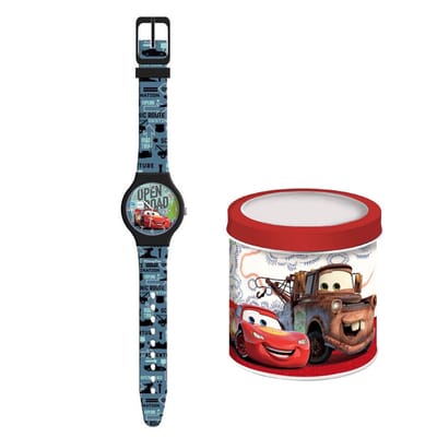 Disney Cars Kinderhorloge – Analoog Horloge met Cars Design – Inclusief Luxe Geschenkblik – Leuk Cadeau voor Jongens en Meisjes
