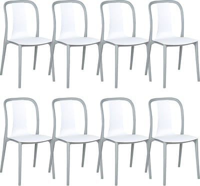 SPEZIA - Tuinstoel set van 8 - Grijs/Wit - Synthetisch materiaal