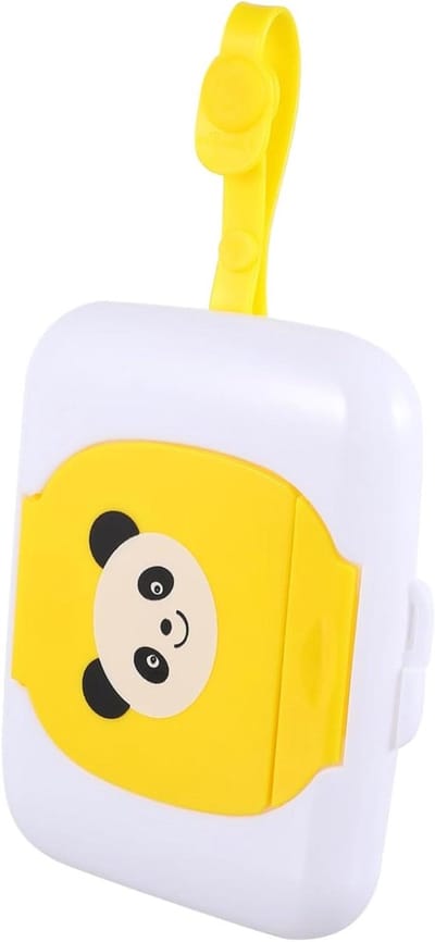 Babydoekjes Houder - Navulbare Pouch - Onderweg Gebruik - Handige Draaglus - 16 x 12 x 4 cm - Geel