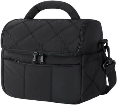 KZQ Zwarte Geïsoleerde Lunchtas Voor Dames, Lekvrije Crossbody Picknicktas Met Draagriem, Lunchbox Houder Voor Werk, School Of Buitenshuis Eten, Onderhoudsvrije Voedseltas
