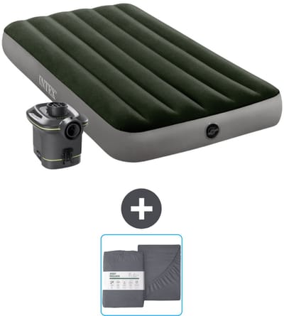 Intex Luchtbed - 1-Persoons - 99 x 191 x 25 cm - Groen - Inclusief pomp en Hoeslaken