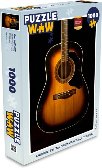 Puzzel Akoestische gitaar op een zwarte achtergrond - Legpuzzel - Puzzel 1000 stukjes volwassenen