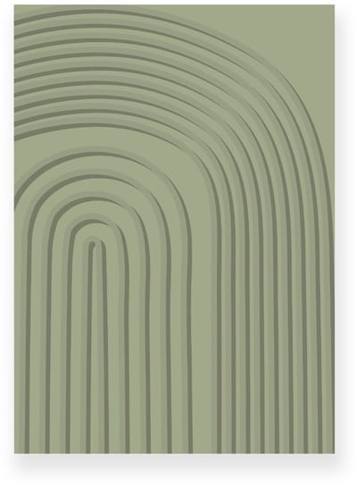 Poster 20x30 cm - Organische Lijnen - Groen - Minimalistisch - Japandi - Muurdecoratie - Wanddecoratie