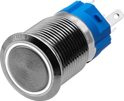 ProRide Metalen Drukschakelaar 12V ON-OFF - 16mm - Aan/uit schakelaar - Spatwaterdicht - 12V/24V - LED Indicatie Wit