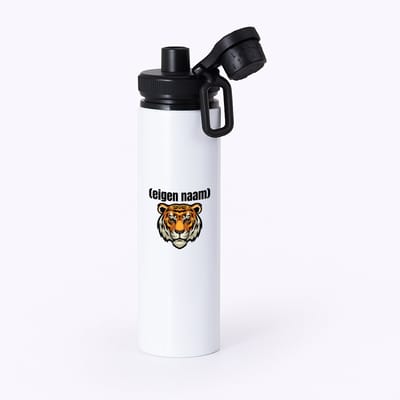 Hacebo® - tijgerkop met eigen naam waterfles met draaidop zwart - Tijger - dieren liefhebber - iemand die houdt van tijgers - verjaardag - cadeau - kado - geschenk - water fles - 850ML