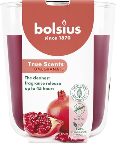 4 stuks Bolsius geurglas granaatappel - pomegranate geurkaarsen 97/85 (45 uur) True Scents