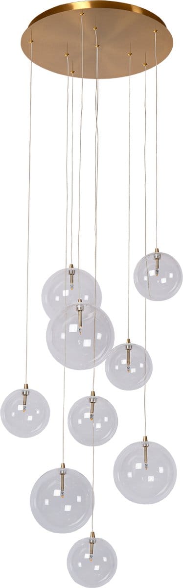Atmooz - Hanglamp Pendant Camau - Industrieel - Woonkamer / Slaapkamer / Eetkamer - Plafondlamp - Transparant - Hoogte 180cm - Glas en Metaal