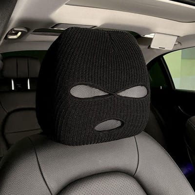 Masque de protection pour appui-tête de siège de voiture avec célébrité Internet amusante et chapeau de personnalité pour une décoration de voiture spéciale. One Size noir