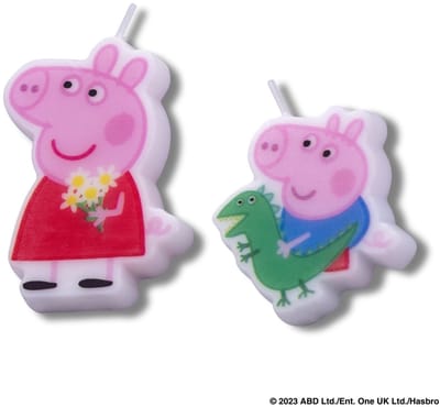 Set van 2 kaarsen in was figuren voor kinderfeestjes Dr. Oetker Peppa Pig