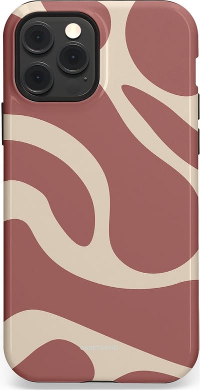 Casetastic Hoesje Geschikt voor Apple iPhone 12/12 Pro Magsafe - Stijlvolle Beschermende Duo-layer Case - Terracotta Mediterranee Golven
